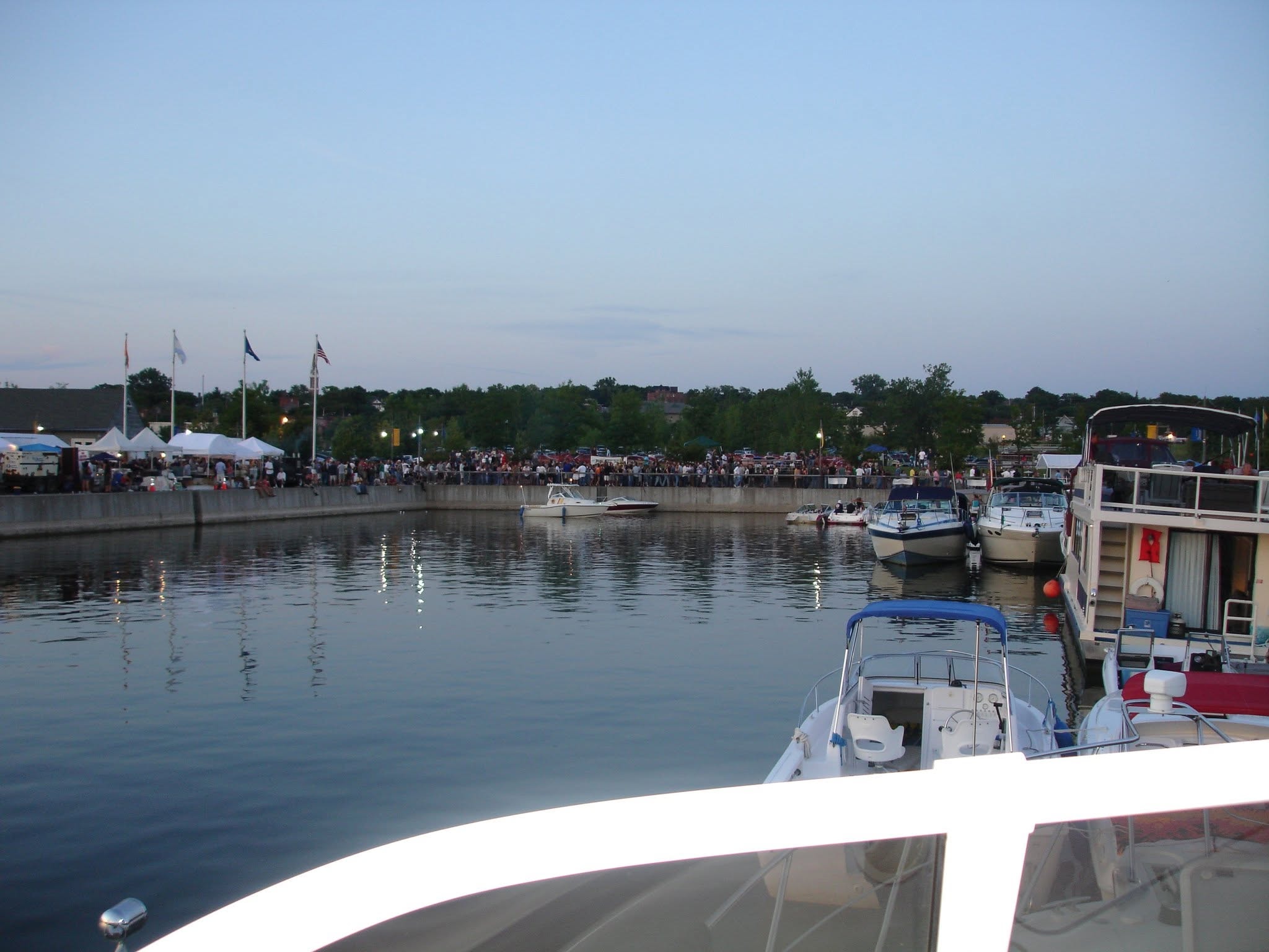 2006 Chick-N-Wing Festival — Inner Harbor marina at dusk with crowd lining the waterfront