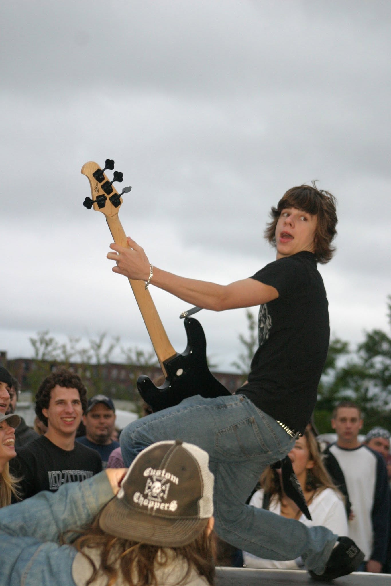2006 Chick-N-Wing Festival — bassist crowd surfing over audience at Inner Harbor stage