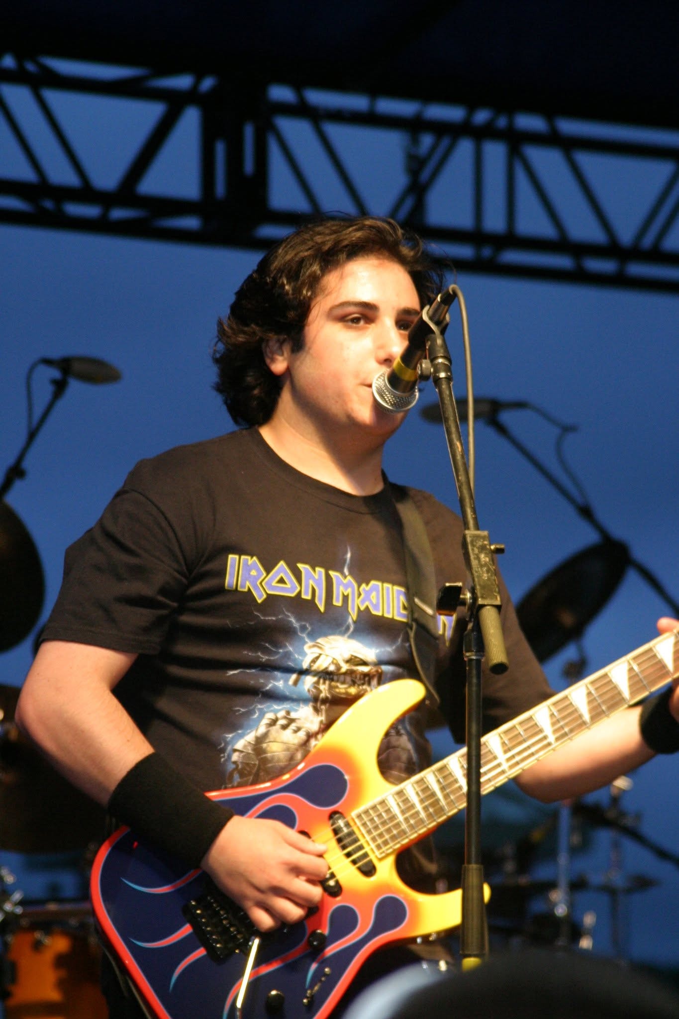 2006 Chick-N-Wing Festival — young guitarist in Iron Maiden shirt performing on outdoor stage