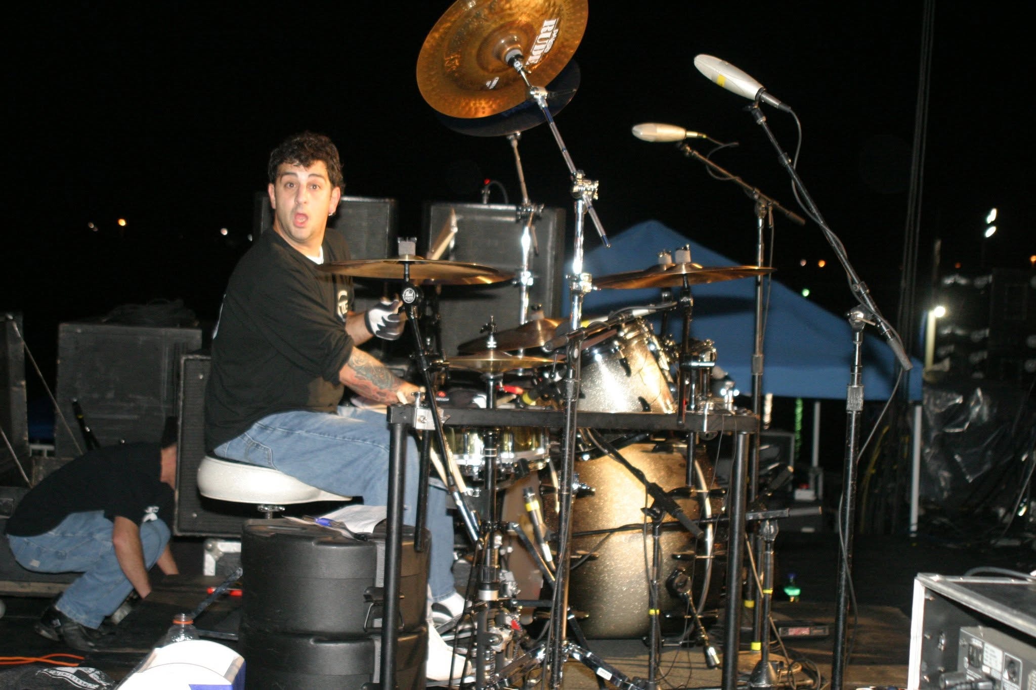2006 Chick-N-Wing Festival — drummer at kit on outdoor stage at night