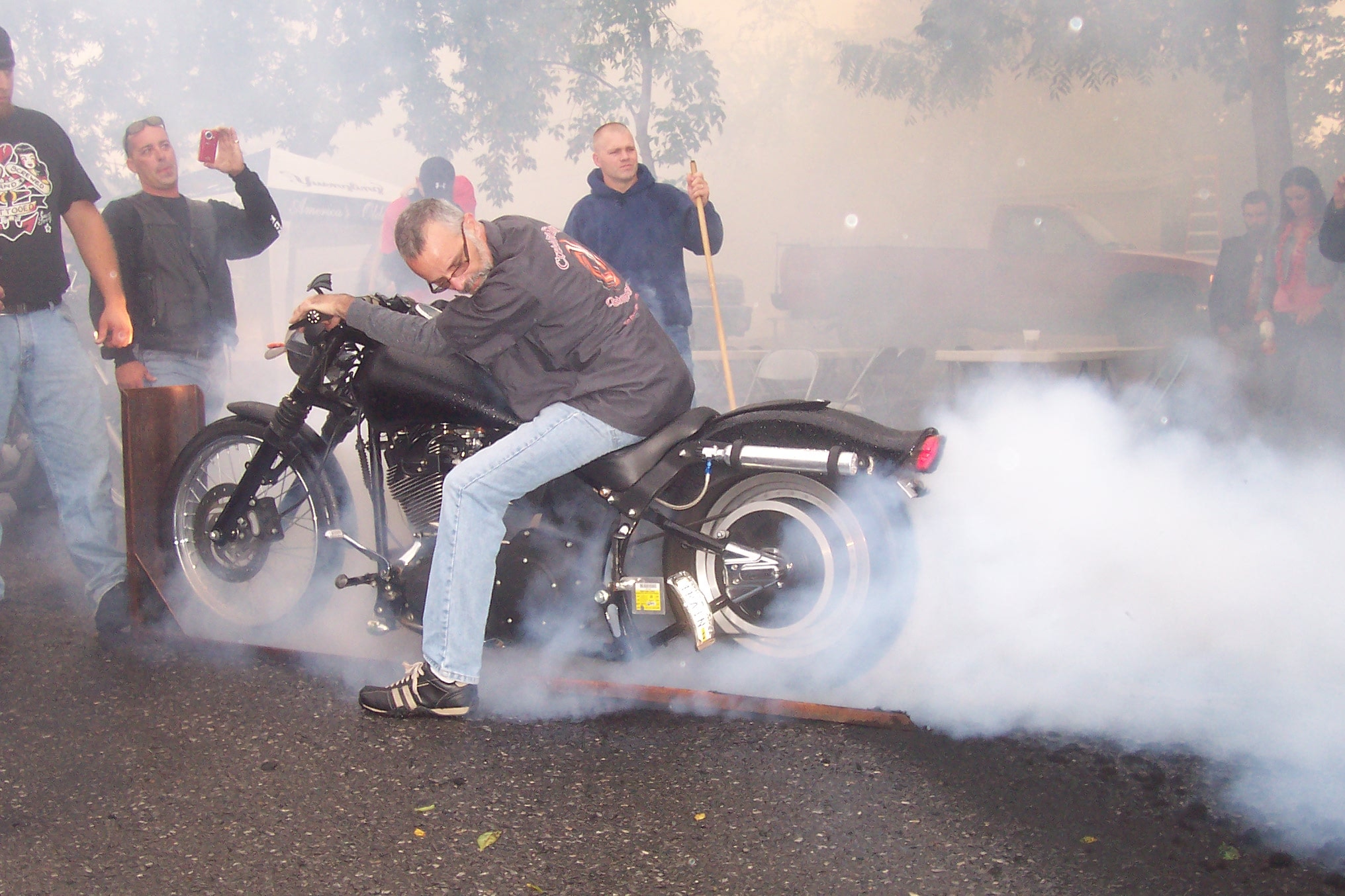 Higie's Iron Horse Saloon Summer BBQ Series — burnout smoke crowd