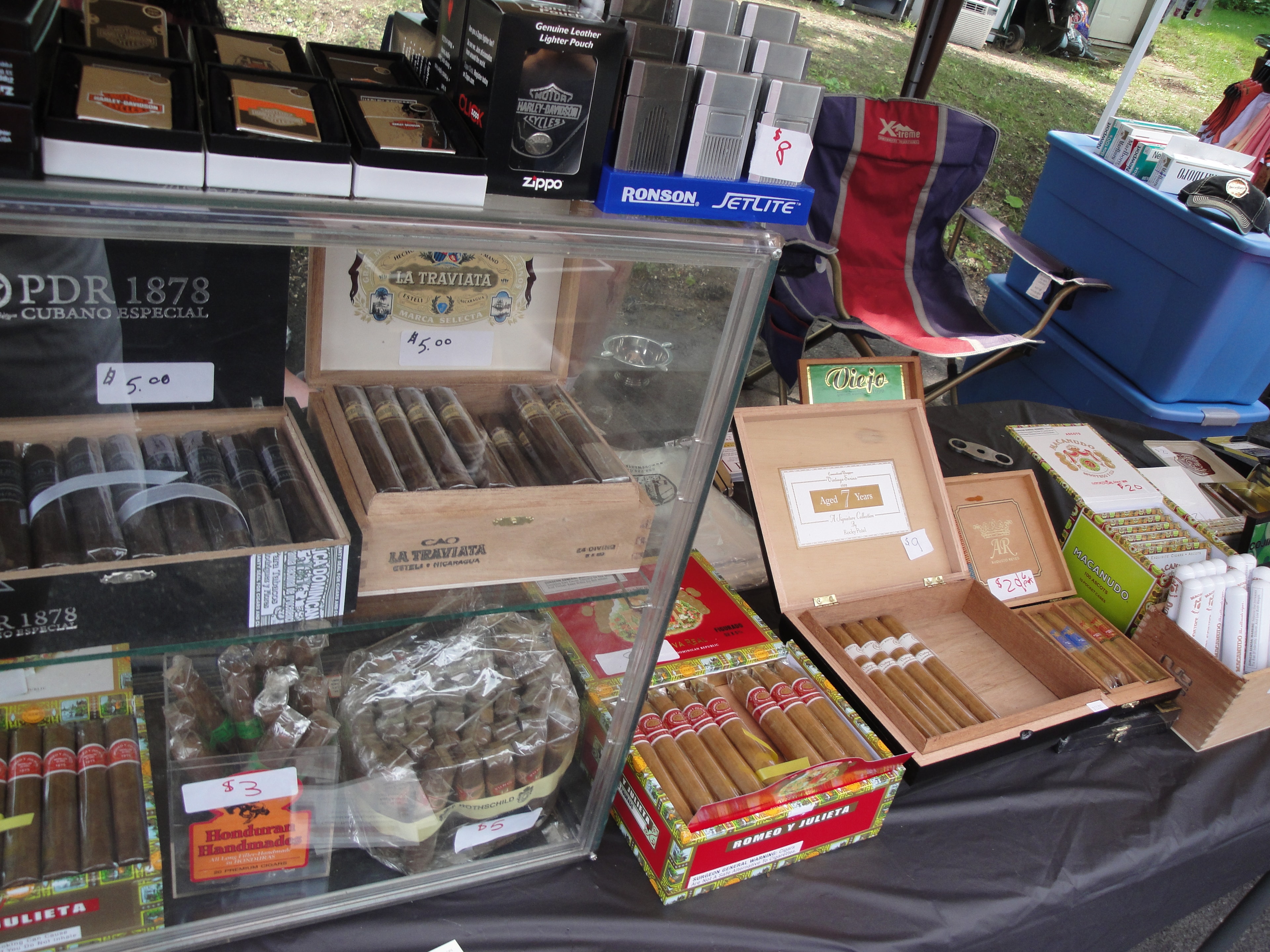 Higie's Iron Horse Saloon Summer BBQ Series — cigar display at Rocky's Cigars booth
