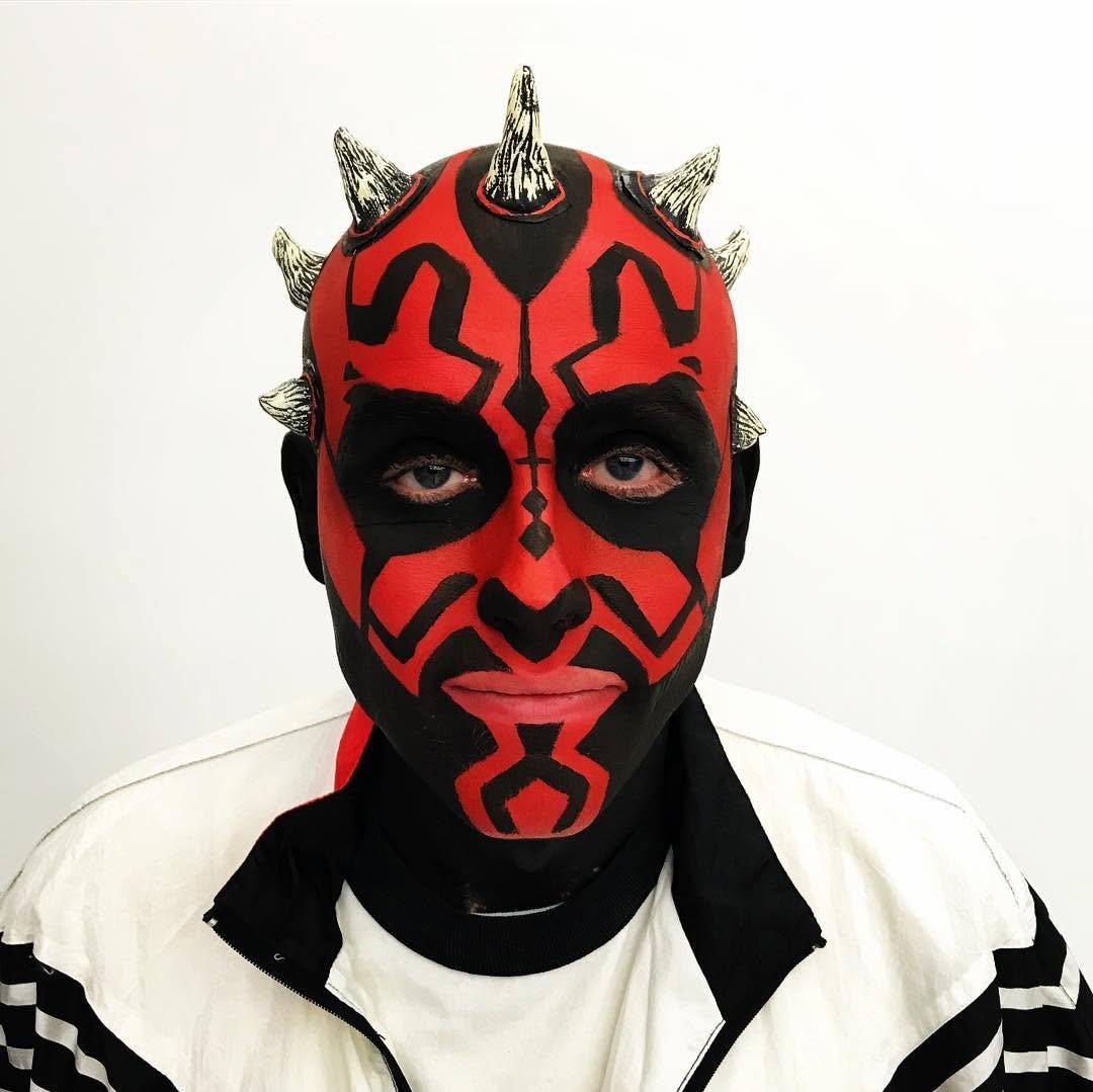Darth Maul body paint and prosthetics — front view