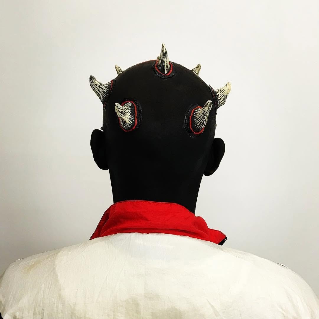 Darth Maul body paint and prosthetics — back of head with horns