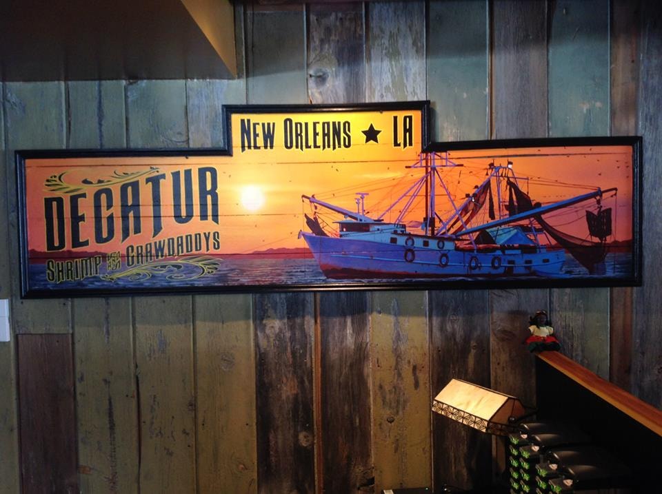 Decatur Shrimp & Crawdaddys sign — wall hung