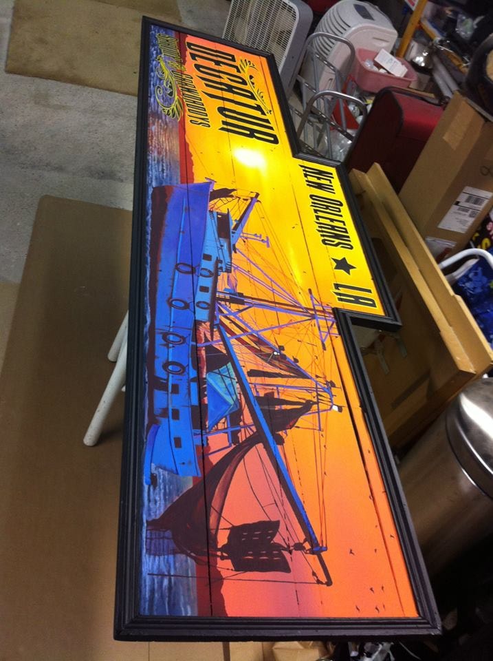 Decatur sign — closeup boat detail