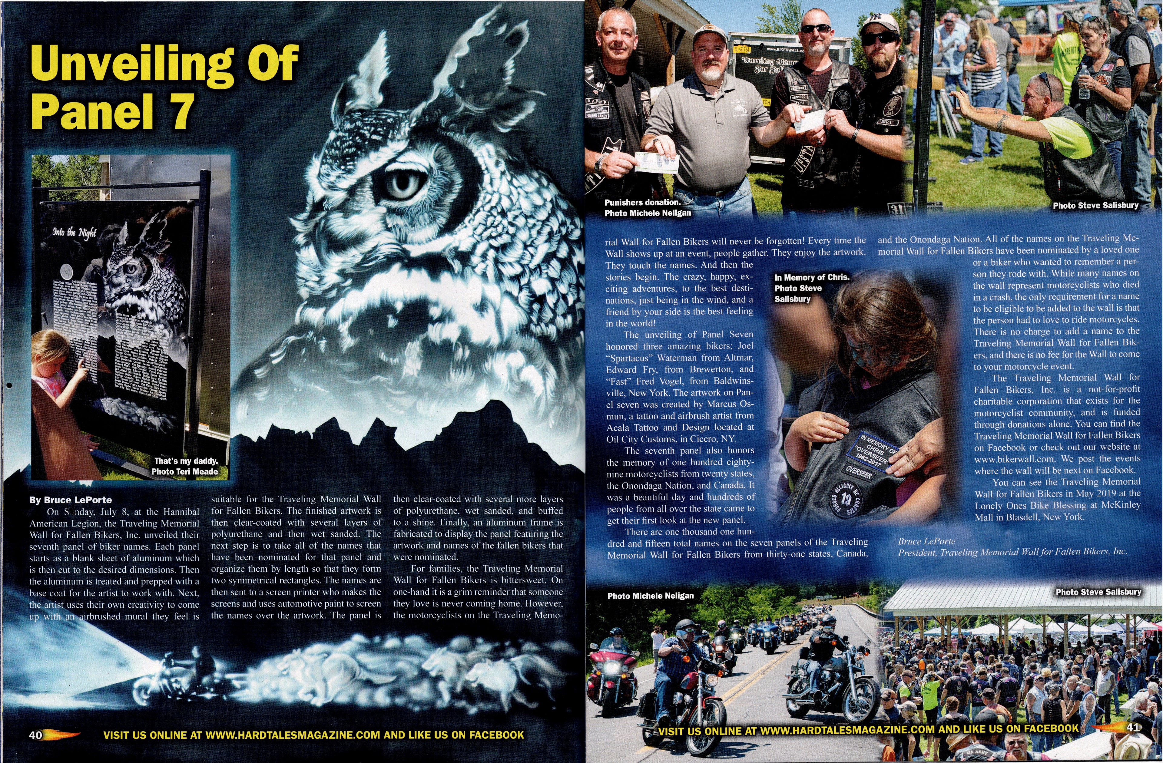 Hard Tales Magazine — "Unveiling of Panel 7" feature on the Traveling Memorial Wall for Fallen Bikers, artwork by Marcus Osmun
