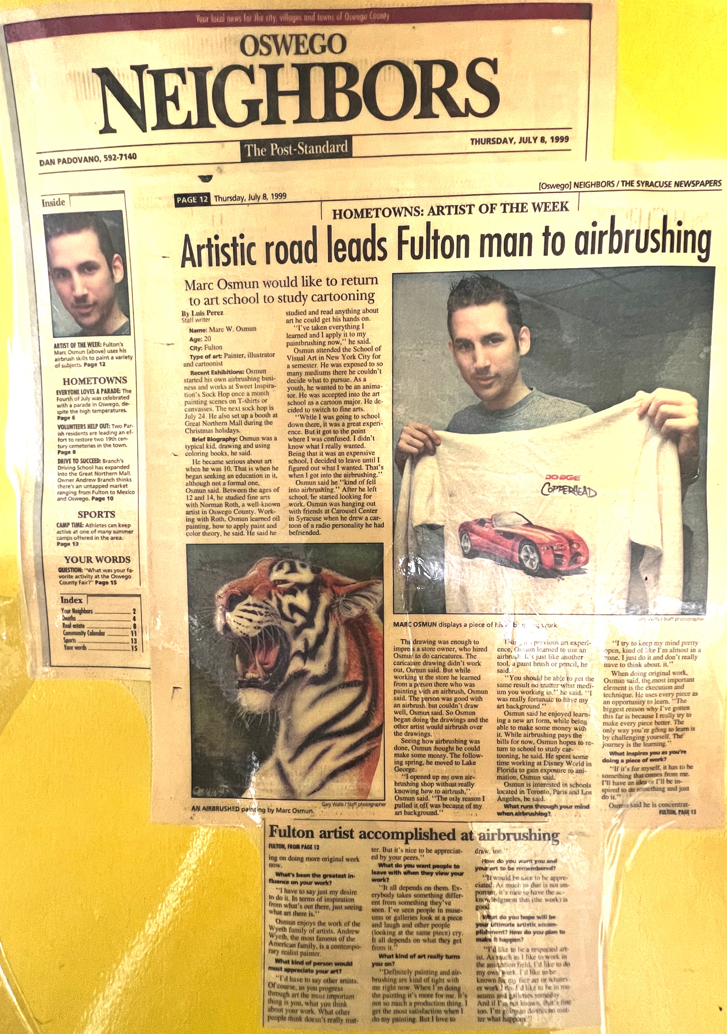 Oswego Neighbors / The Post-Standard — July 8, 1999: "Artist of the Week" feature on Marc W. Osmun