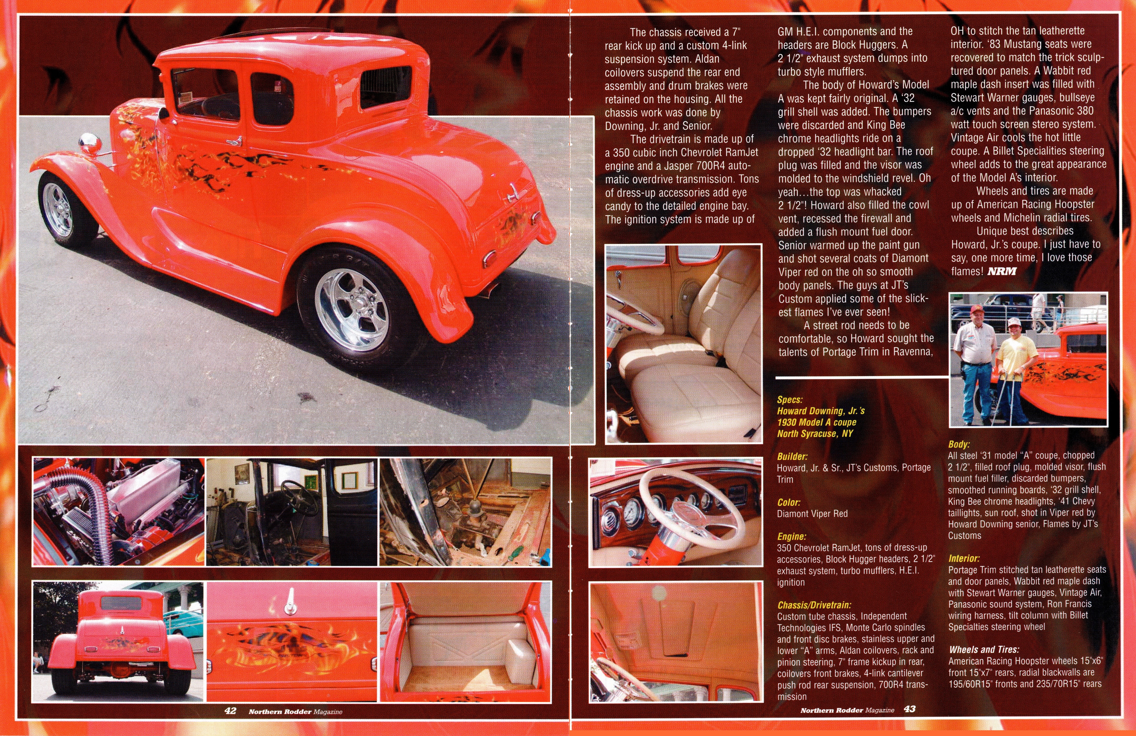 Northern Rodder — "Firery Model A" feature continued, pages 42–43