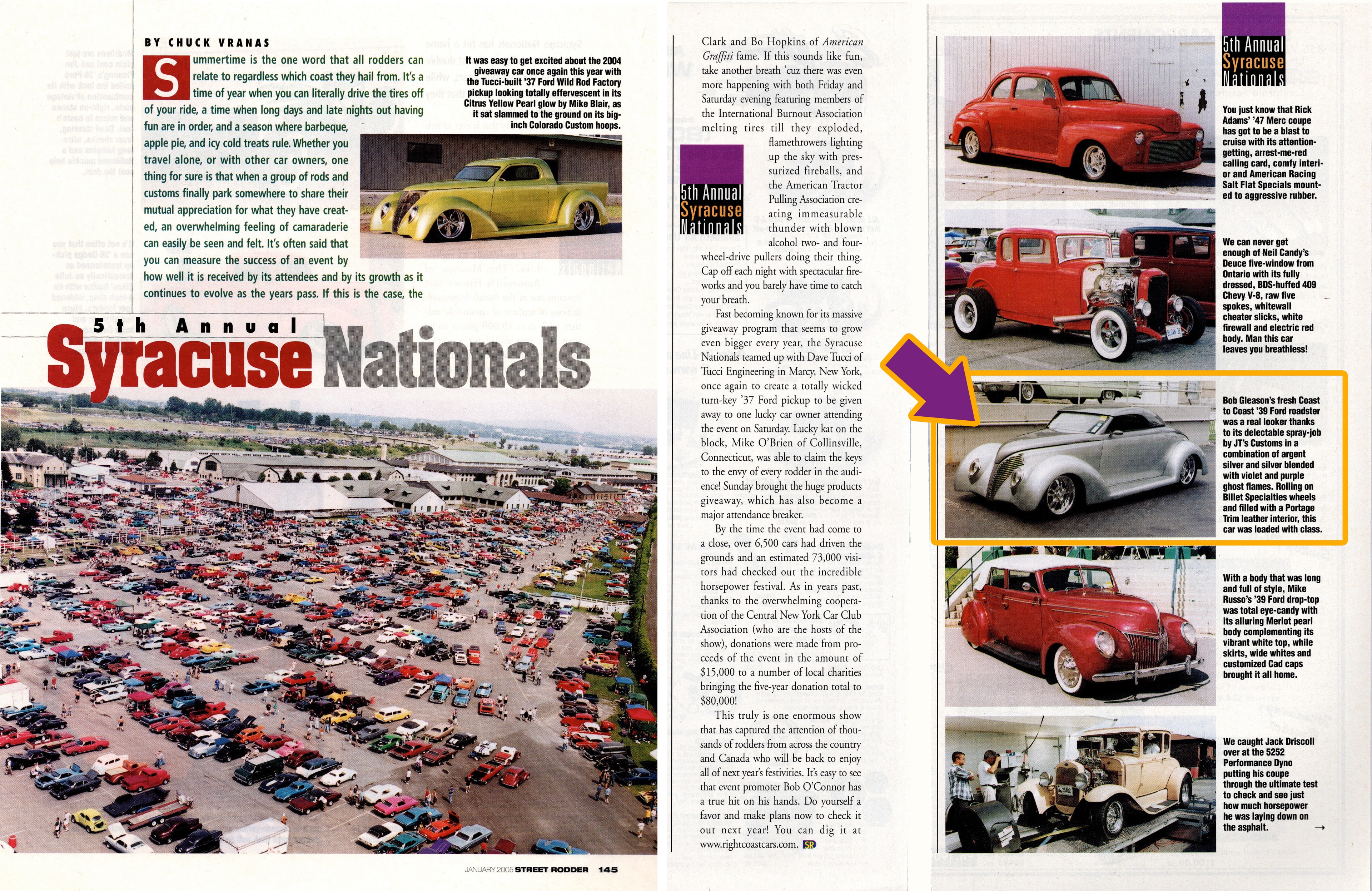 Street Rodder — "5th Annual Syracuse Nationals" feature, pages 145–146