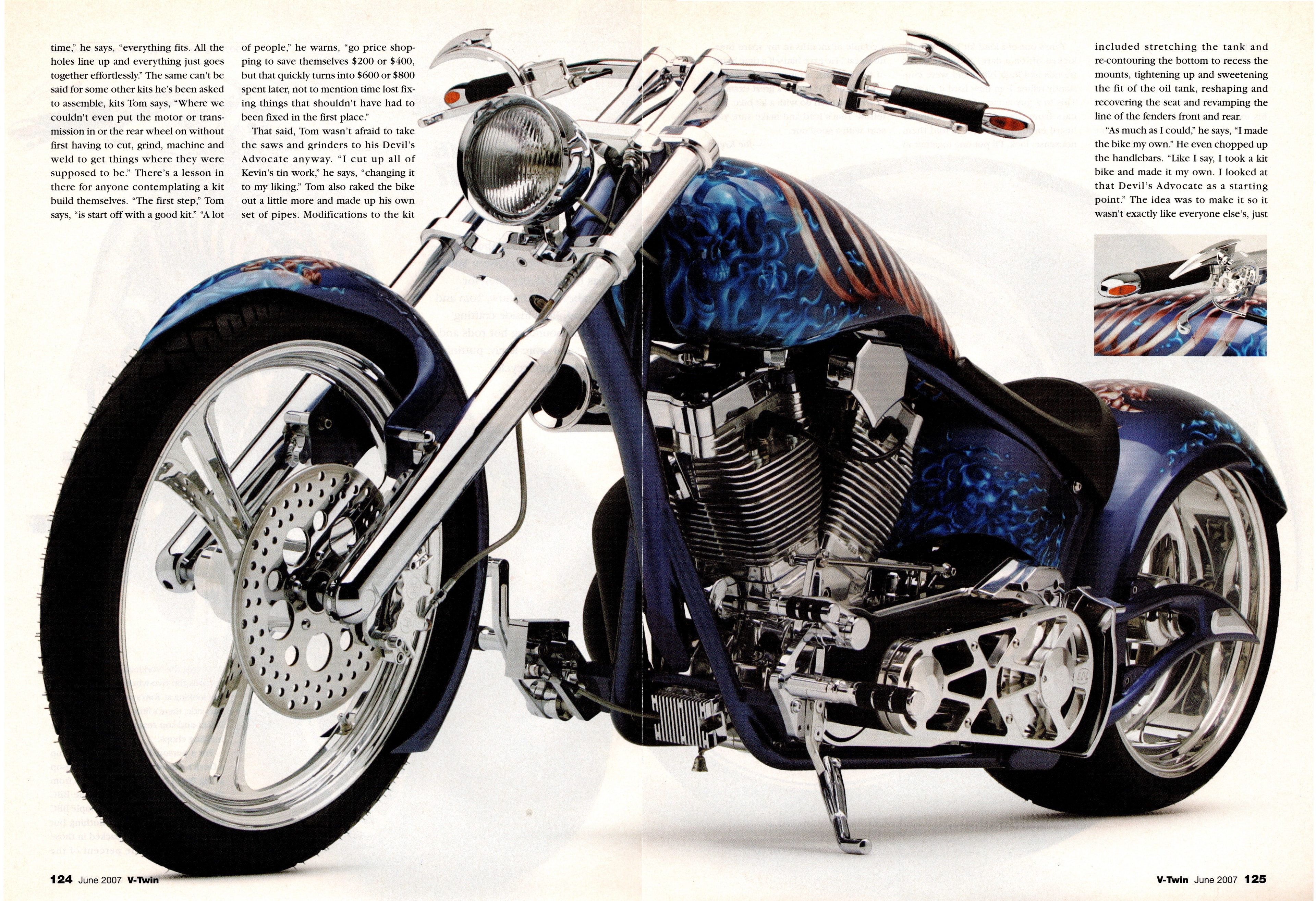 V-Twin Motorcycles — "Runnin' With The Devil" feature, pages 124–125